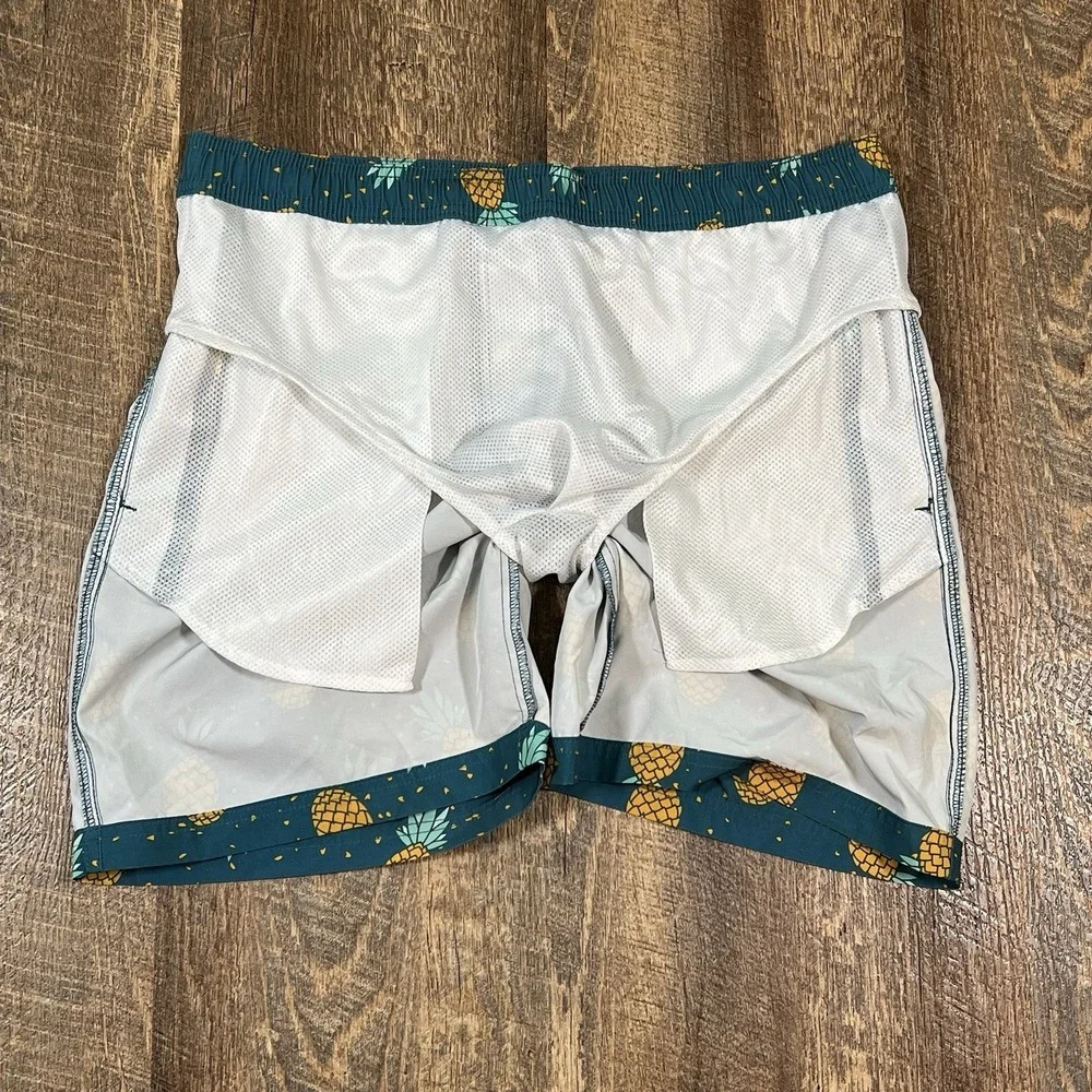 Elysian Supply‎ Company Swim Trunks Medium Blue Pineapple AOP Beach Pool Summer